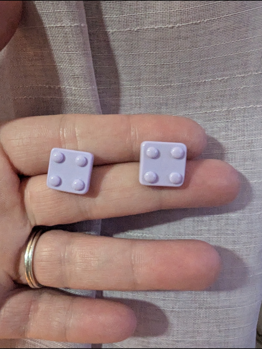 Lavender Square Stud Earrings - Lego Style